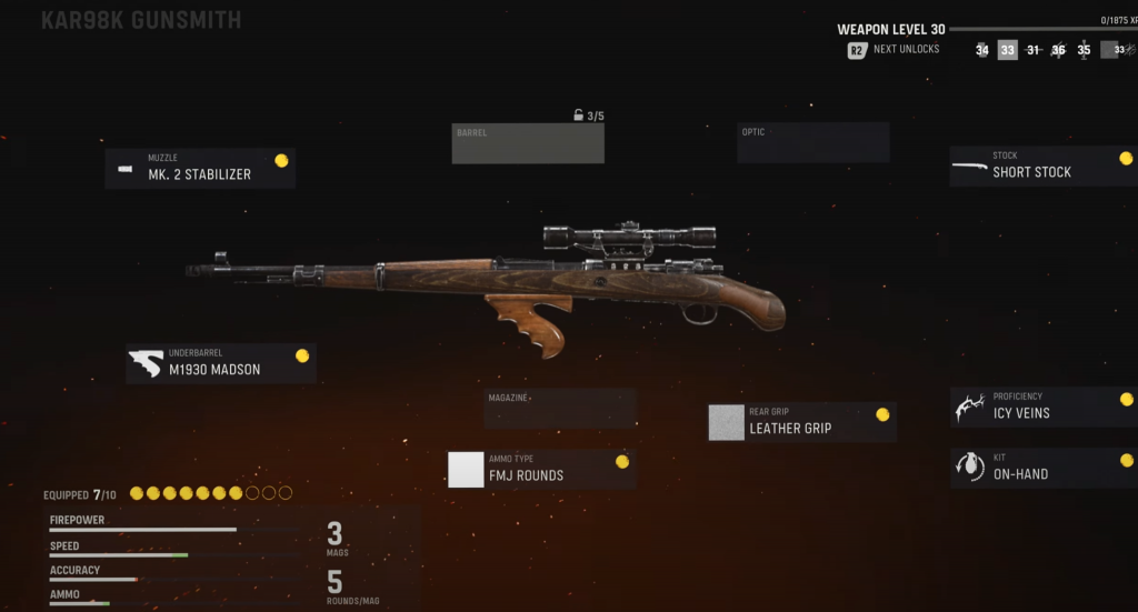 Best Kar98k gunsmith loadout for COD Vanguard beta