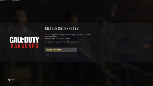 call of duty vanguard cross-platform play crossplay support message