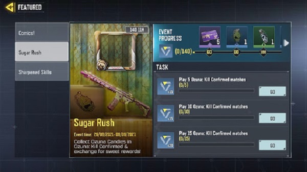 COD Mobile M4 colorweave blueprint how to get sugar rush event challenges missions