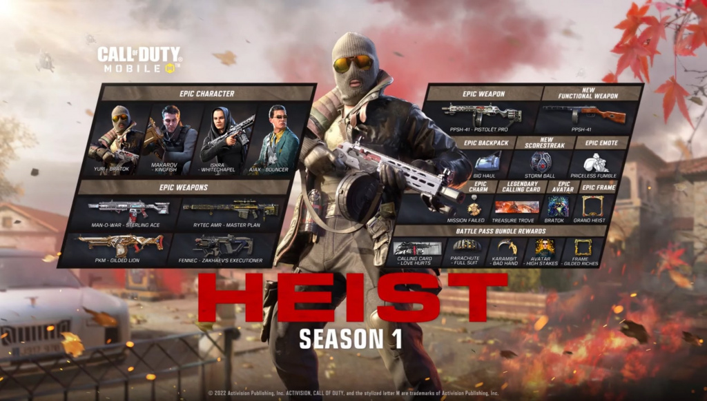COD Mobile Season 1 Heist Battle Pass Price, release date and rewards