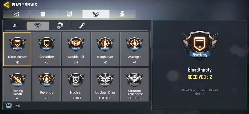 COd Móvil cómo obtener medalla sedienta de sangre