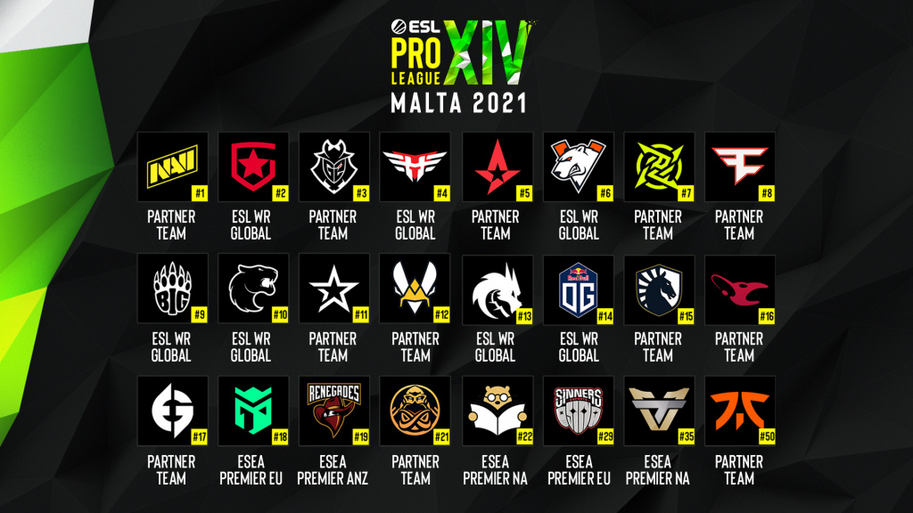 ESL Pro League Season 14 teams