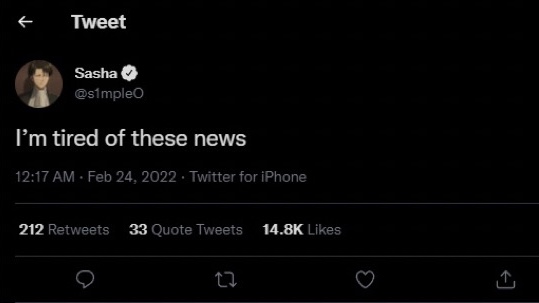 s1mple twitter cals for peace tweet news