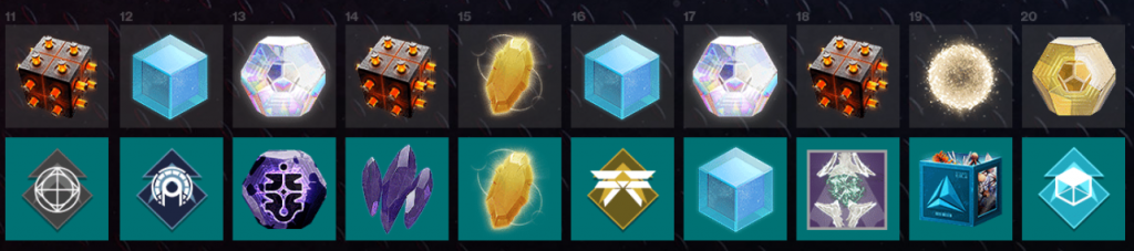 Season of the Risen season pass tiers 11-20. (Picture: Bungie)