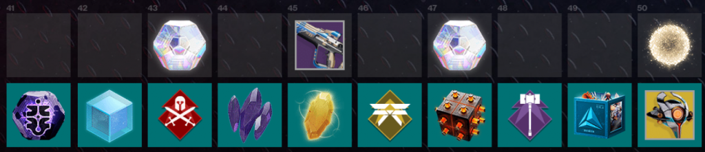 Season of the Risen season pass tiers 41-50. (Picture: Bungie)