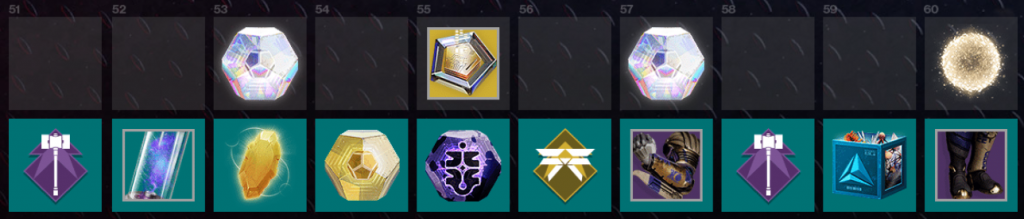 Season of the Risen season pass tiers 51-60. (Picture: Bungie)