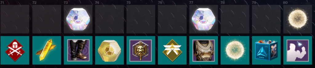 Season of the Risen season pass tiers 71-80. (Picture: Bungie)