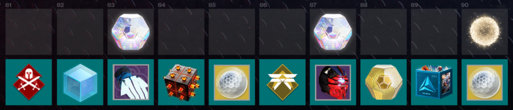 Season of the Risen season pass tiers 81-90. (Picture: Bungie)