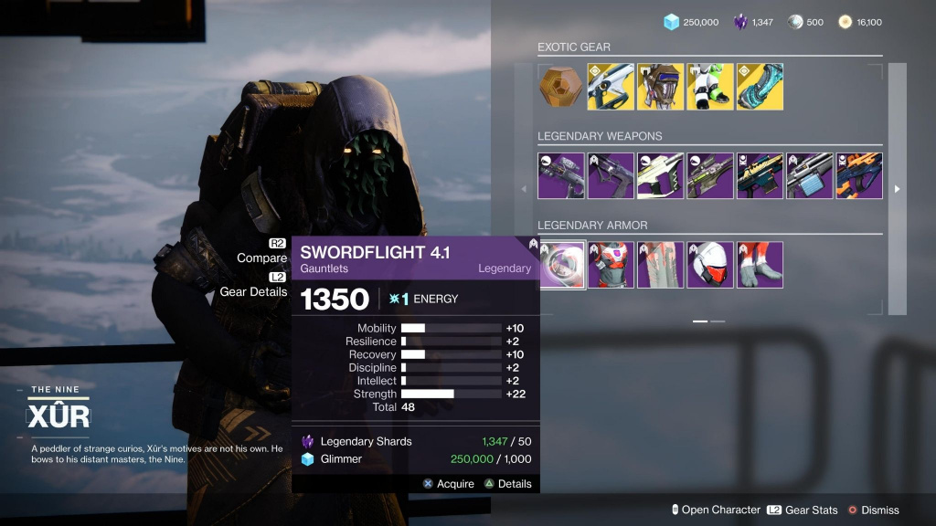 xur legendary armours destiny 2
