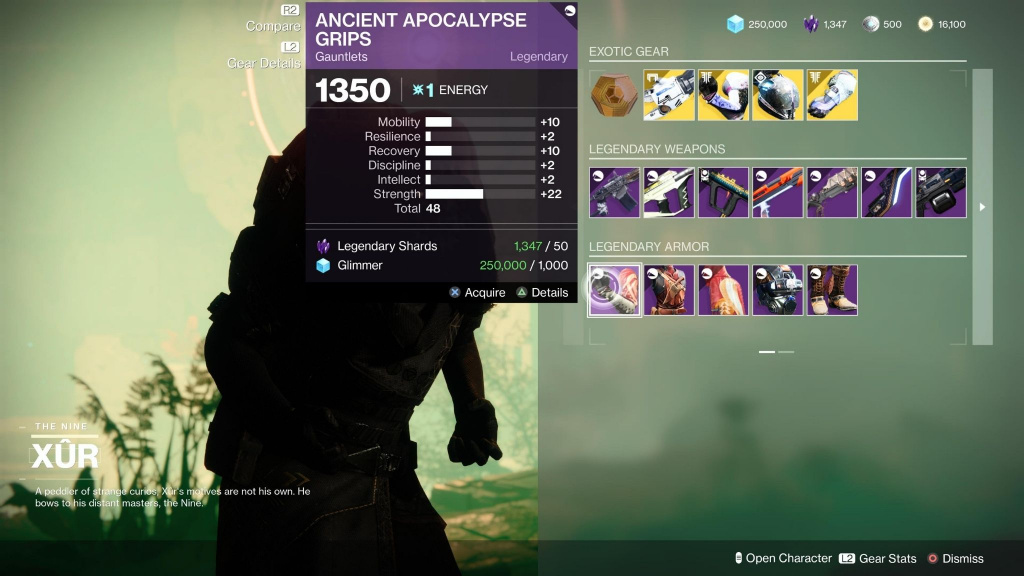 xur legendary armour destiny 2