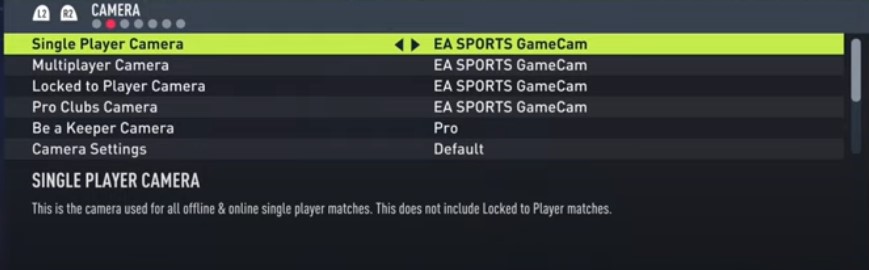 FIFA 22 best camera settings