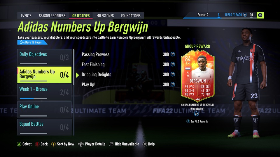 FIFA 22 Steven Bergwijn Numbers Up Objectives