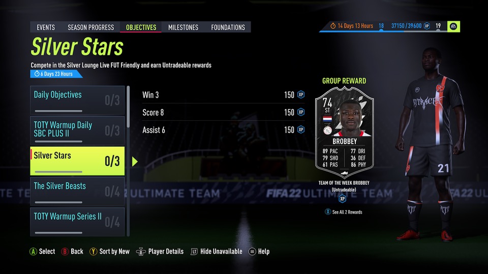 FIFA 22 Brobbey Silver Stars Objectives challenges