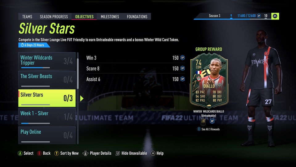 FIFA 22 Diallo Silver Stars Objectives challenges