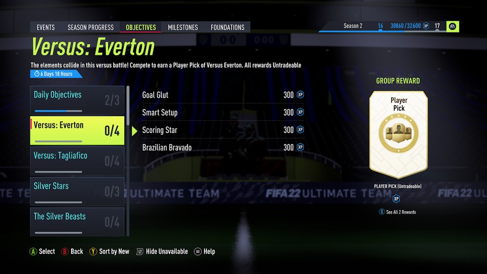 FIFA 22 Everton Versus Objectives Challenges
