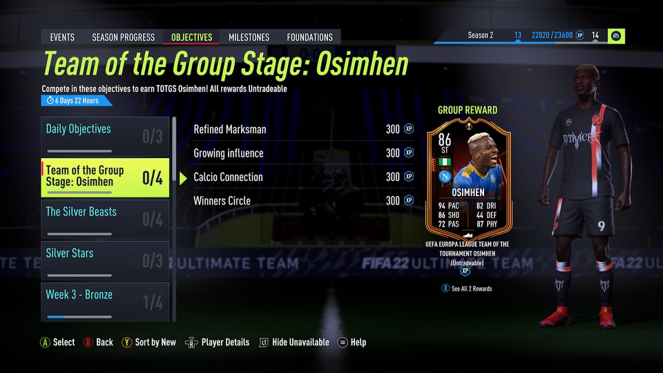FIFA 22 FIFA 22 Victor Osimhen TOTGS Objectives list