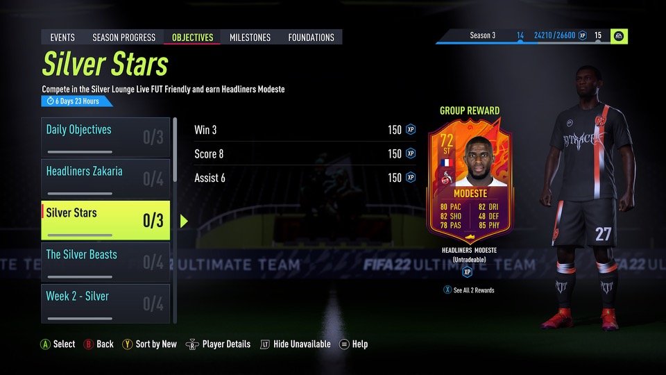 FIFA 22 Anthony Modeste Silver Stars Objectives challenges