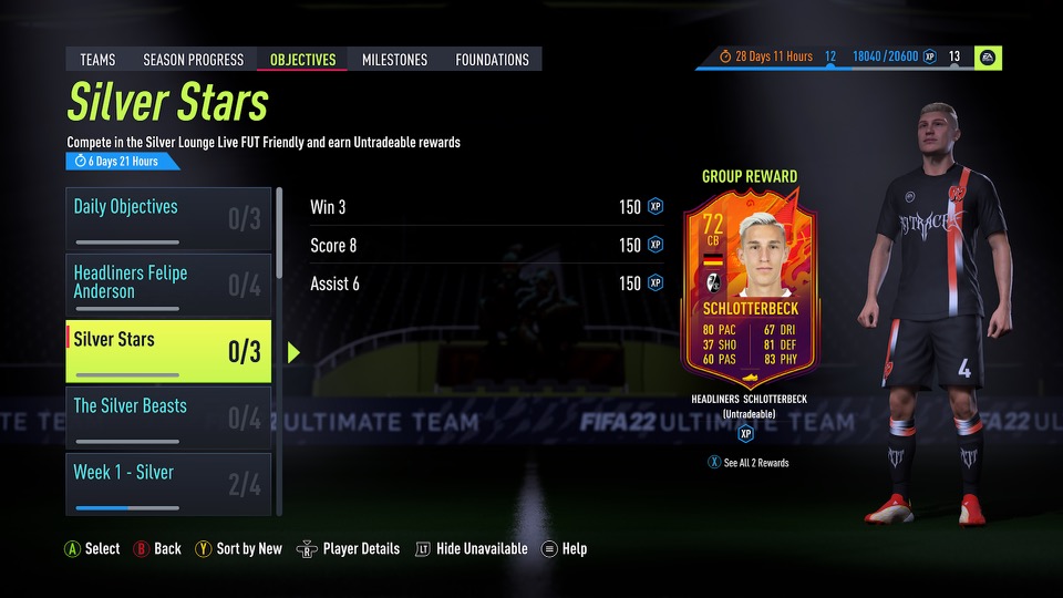 FIFA 22 Nico Schlotterbeck Silver Stars Objectives