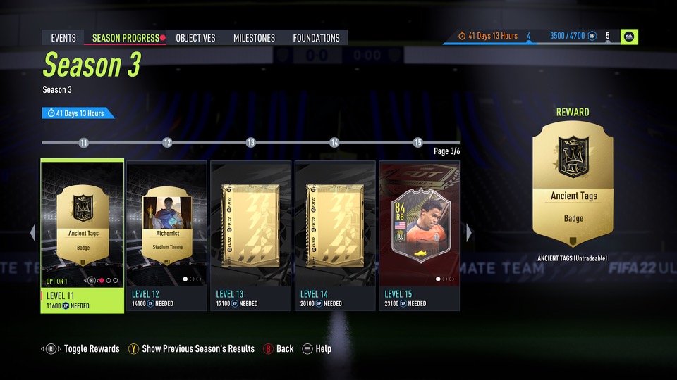 FIFA 22 Ultimate Team Season 3 Storyline rewards levels 11-15