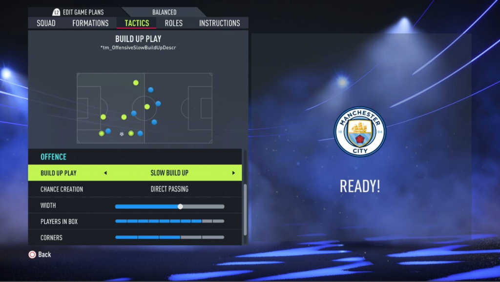 FIFA 22 Build Up Play and Chance Creation Menu