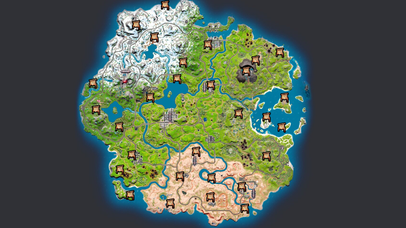 epic games fortnite chapter 3 season 2 week 4 challenges bounty boards map location island map