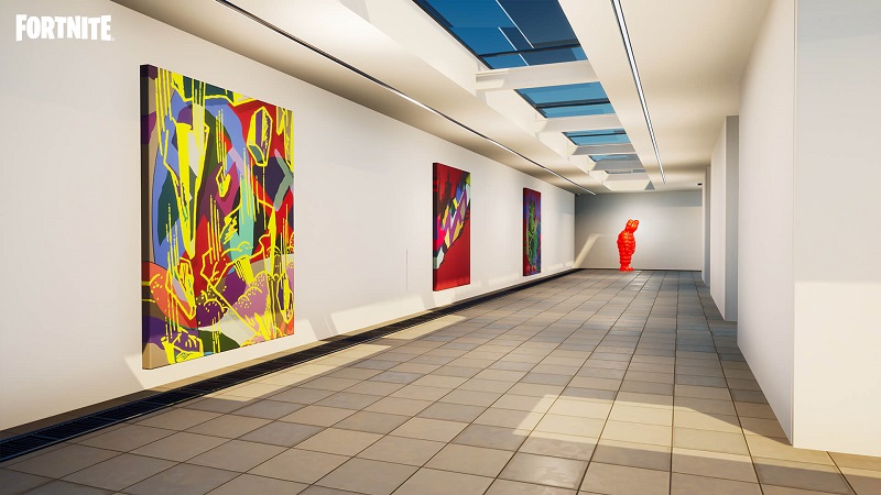 Fortnite art exhibit KAWS New Fiction KAWS & Serpentine Hub how to access dates times creative island code