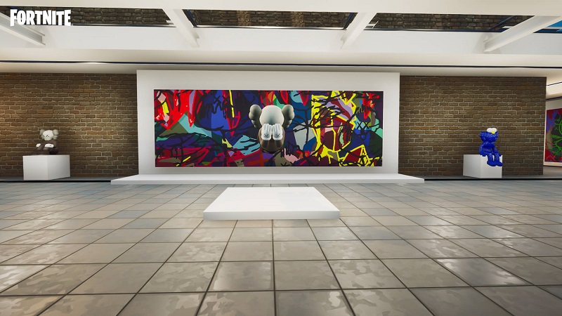 Fortnite art exhibit KAWS New Fiction KAWS & Serpentine Hub how to access dates times creative island code