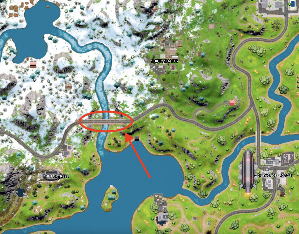 Behemoth Bridge map location Fortnite Chapter 3 Season 2