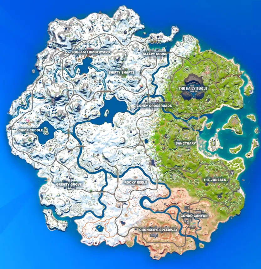 Fortnite Chapter 3 Season 1 map view