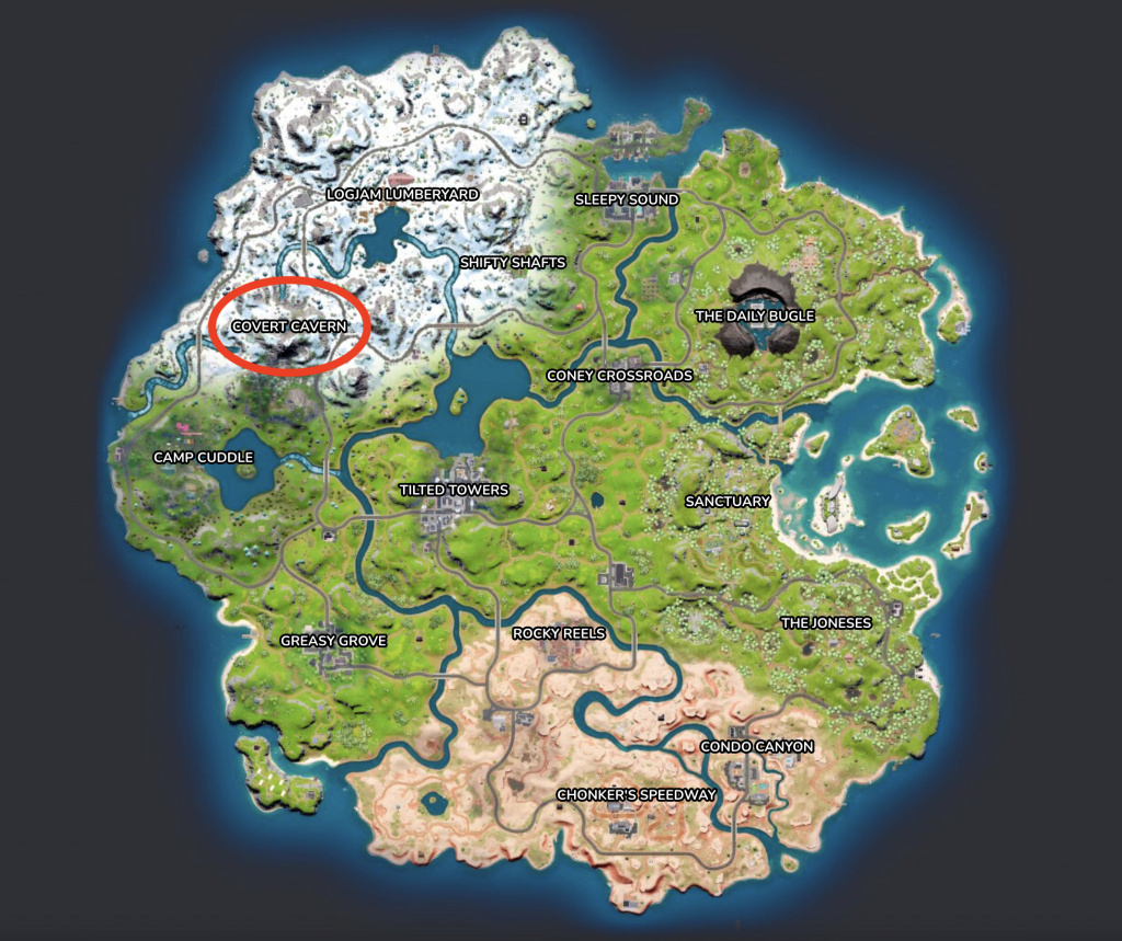 Fortnite Covert Cavern Map Location Chapter 3