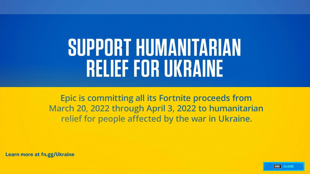 Fortnite Ukraine relief funds $100 million