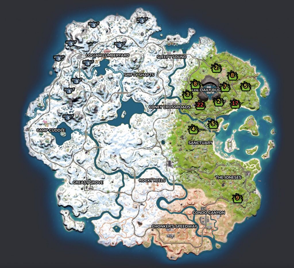 Fortnite Stealth Grass locations Chapter 3 Season