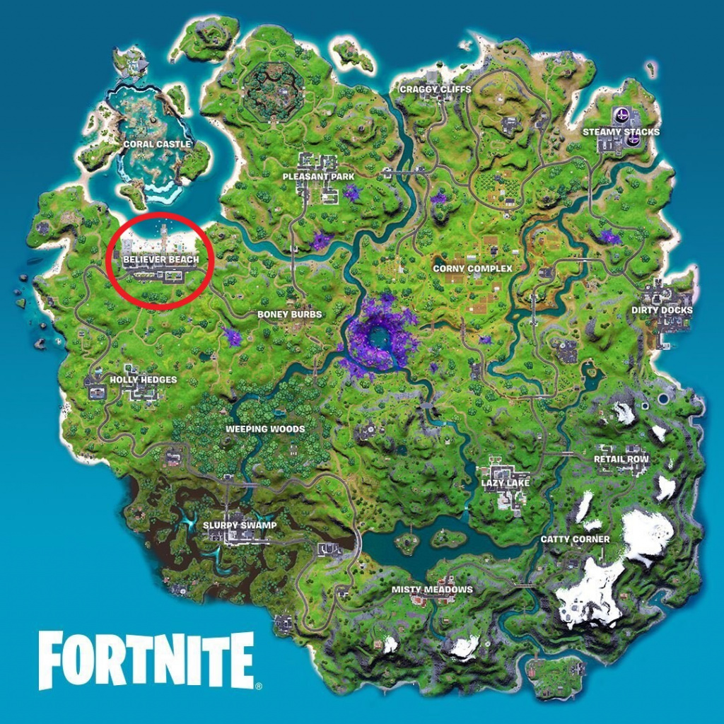 Cosmic Party Fortnite Believer beach location where is bugged glitch epic games disappearance