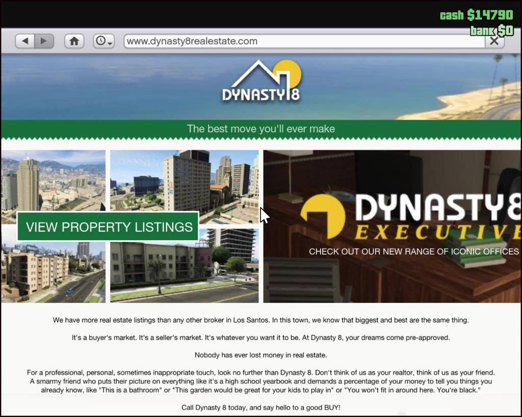 GTA Online Dynasty 8 website