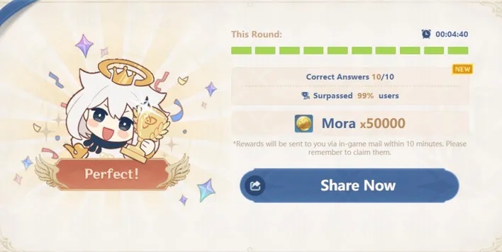 Genshin Impact 2.5 Thousand Questions with Paimon Quiz event how to join answers rewards free mora requirements
