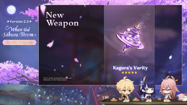 gensin impact 2.5 livestream new weapons kagura's verity