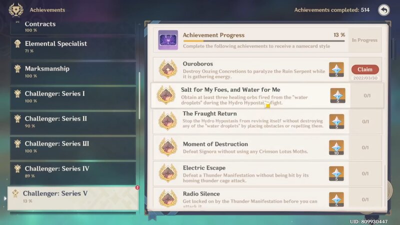 New achievemetns in 2.6 genshin
