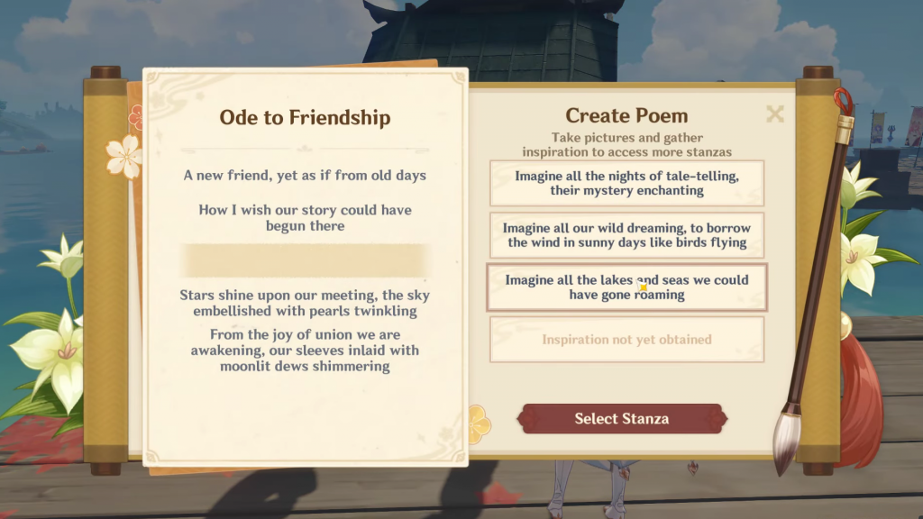 genshin impact guide irodori poetry ode to friendship poem inazuma inspiration local specialities animals