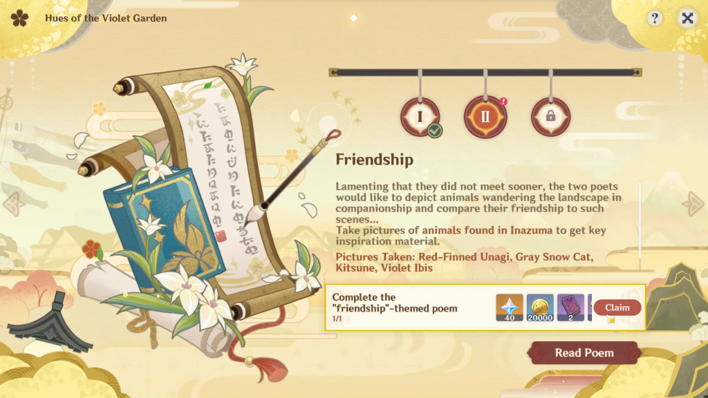 genshin impact guide irodori poetry event rewards event page
