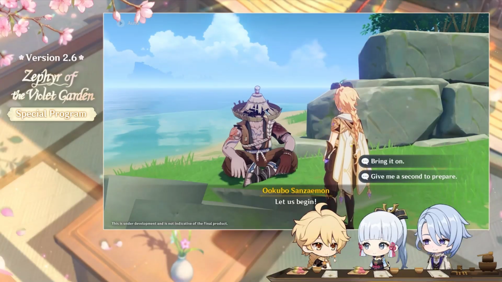 genshin impact 2.6 update events hues of the violet garden clash of lone blades sword fighting