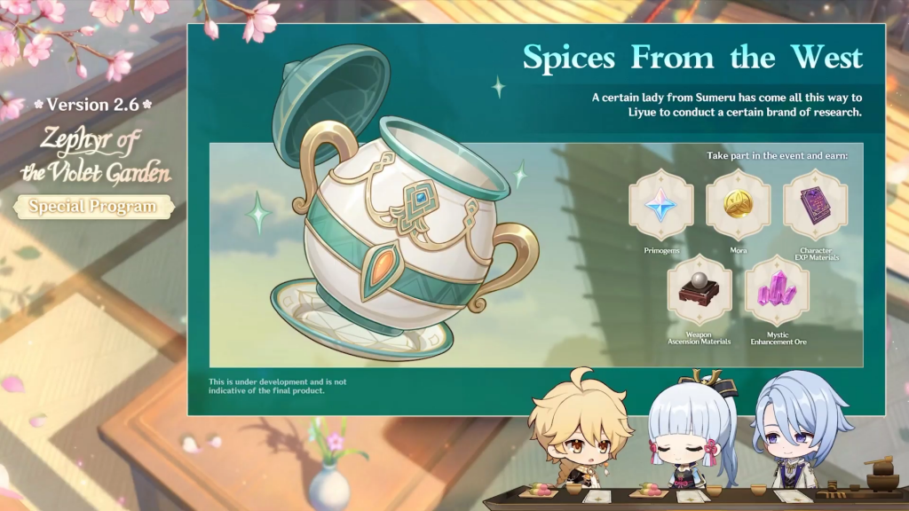 genshin impact 2.6 update events spices from the west sumeru