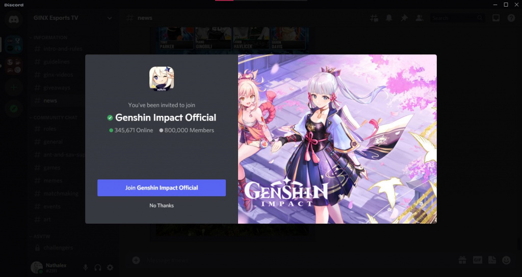 Genshin Impact Beta program Discord server