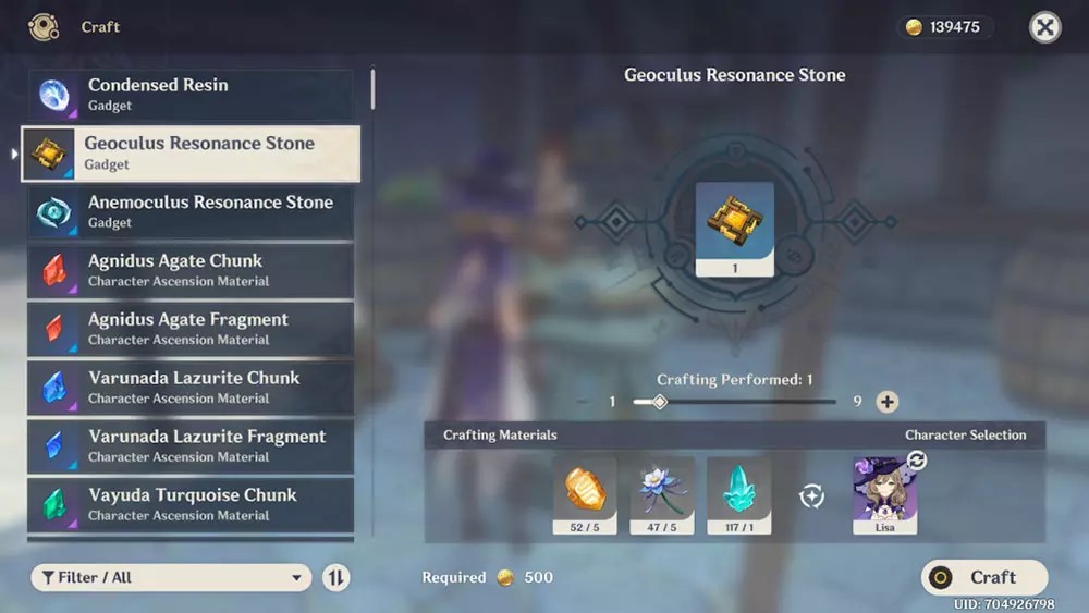 Genshin Impact Geoculus receta Roca Resonancia