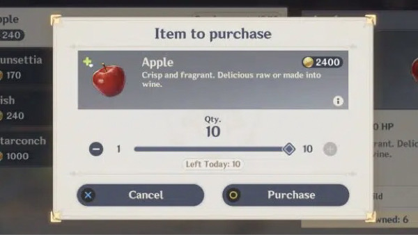 Where to find and buy apples in Genshin Impact
