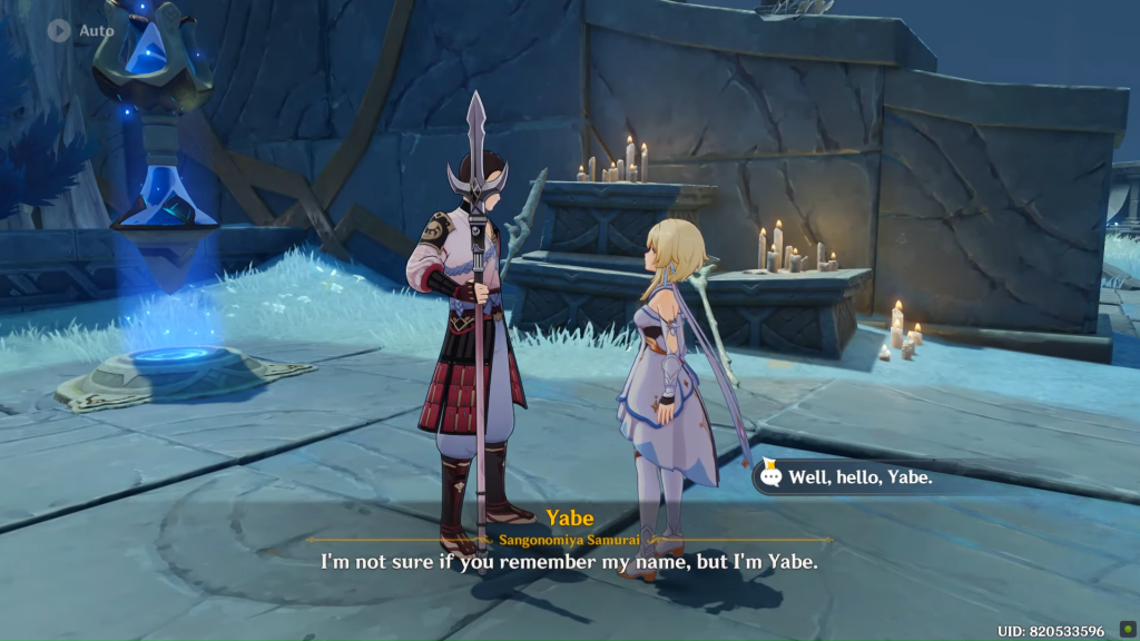 Talk to Yobu to initiate the Bunkoko Enigma quest
