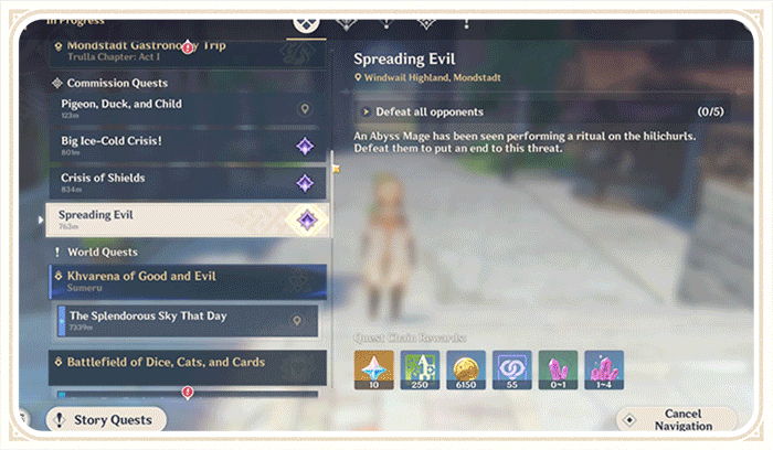 Navigating quests will automatically open the map.