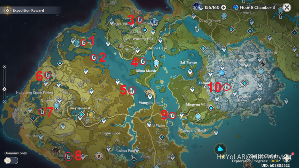 All fishing locations in Genshin Impact 2.1