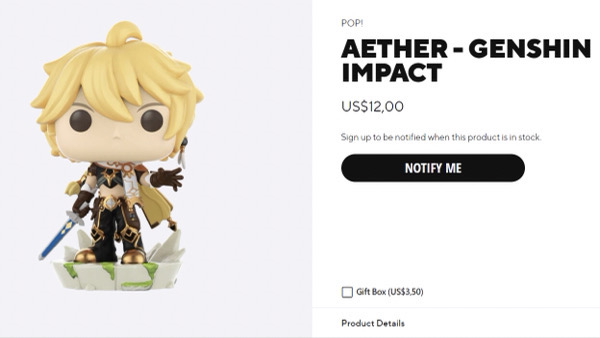 genshin impact funko pop collection aether figure notify me