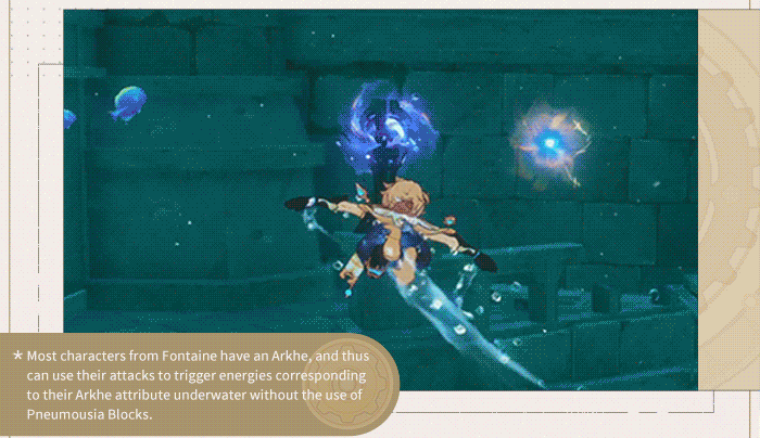 You can use Pneumousia Blocks to use Pneuma or Ousia energies underwater.