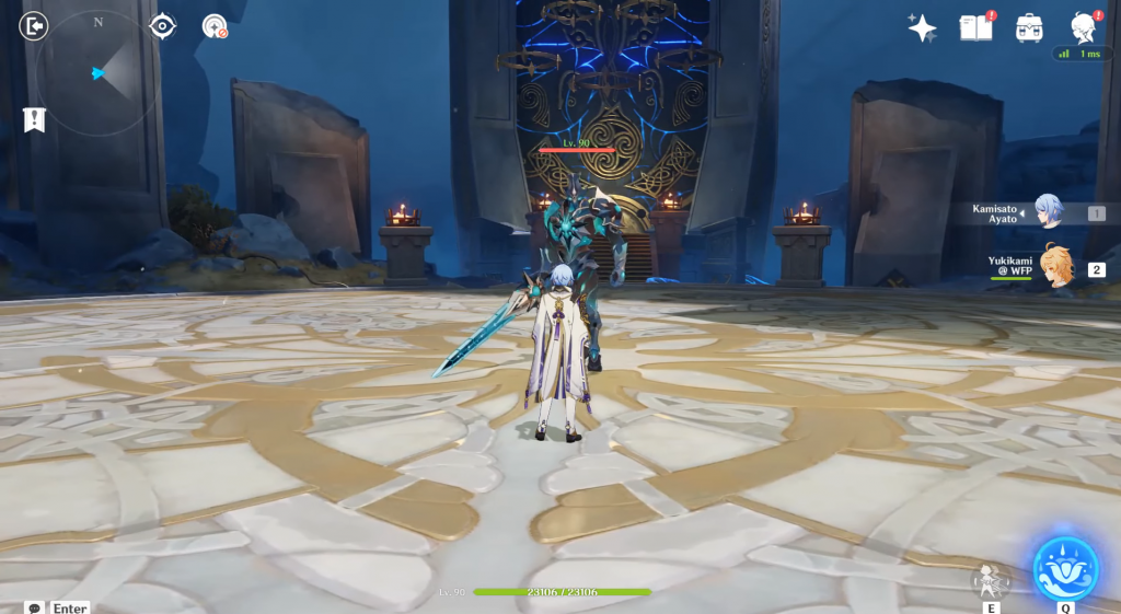Black Serpent Knight: Windcutter is guarding someone in Genshin Impact.